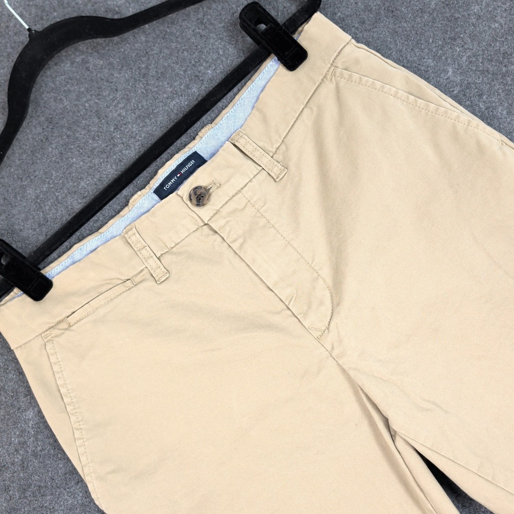 Tommy Hilfiger Mens Slim Fit Stretch Chino Pants Tan Beige 32x32 Solid Casual